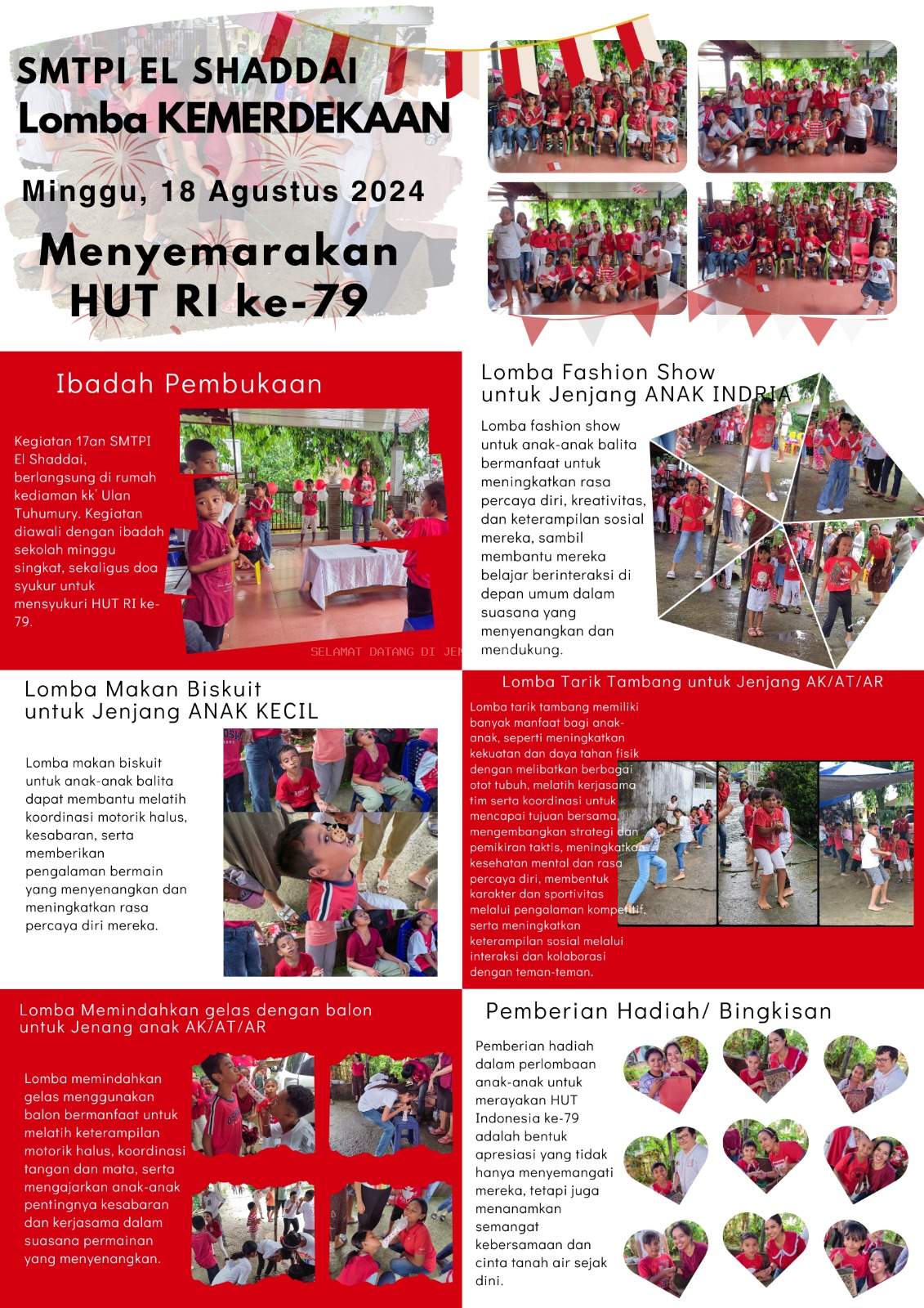 SEMARAK HUT KEMERDEKAAN RI KE-79, SMTPI ELSHADDAI LAKUKAN BEBERAPA LOMBA